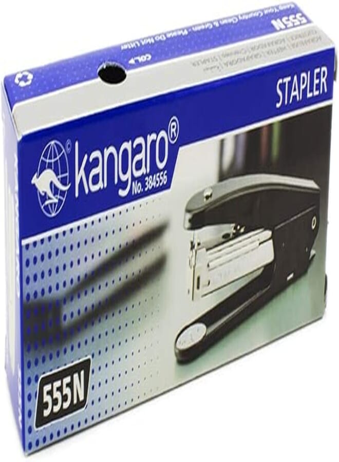 Kangaro 555n front loading metal stapler with 20 sheets capacity use (24/6) and (26/6) staples - grey